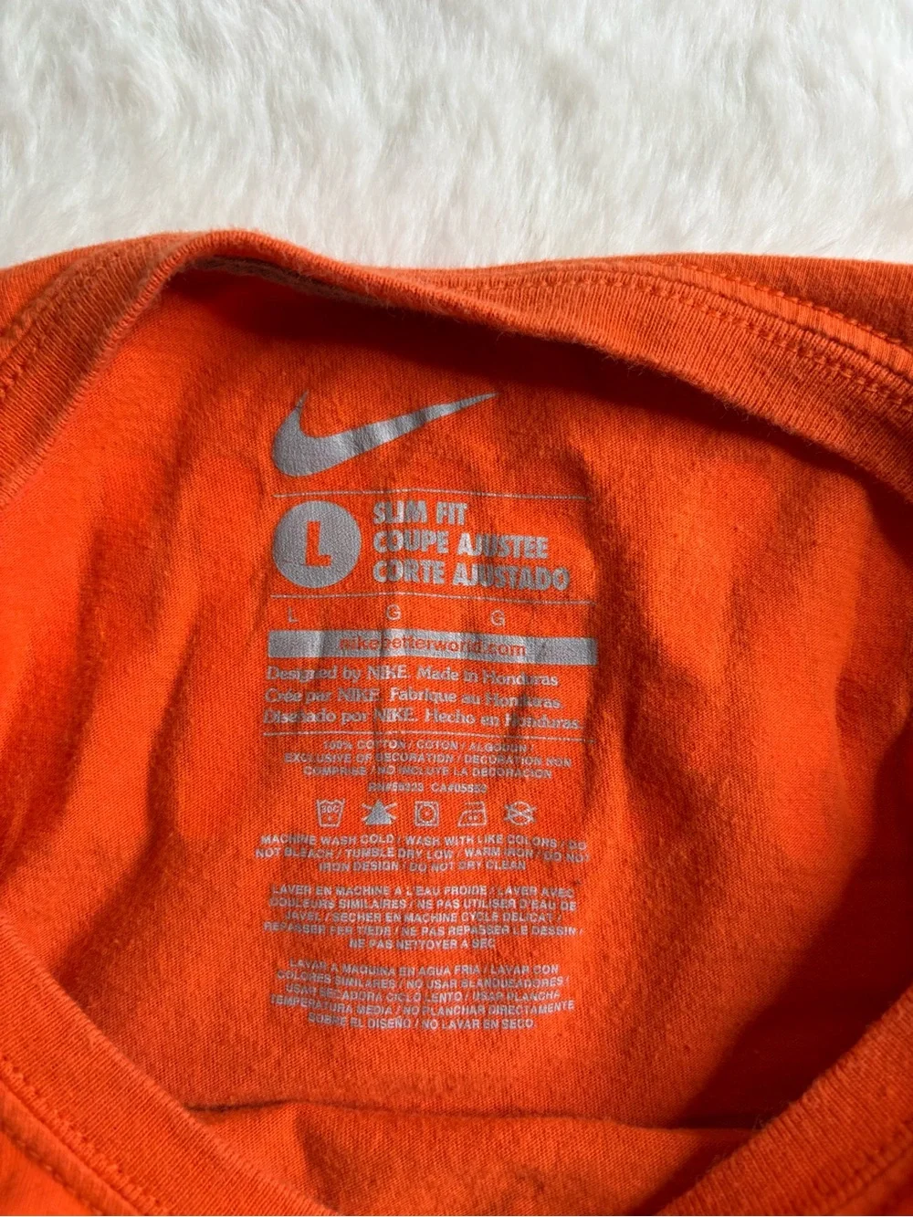 Nike Orange Crew Neck Tee with Silver Logo